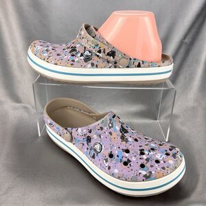 Crocs Crocband Clogs Splatter Paint Slip On Shoe Women's 11 Lilac Classic Summer